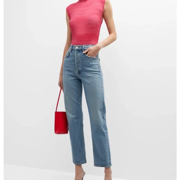 NWT $218 AGOLDE Stovepipe High Rise Straight Jeans in Helm - sizes 25 and 28! - Picture 3 of 7
